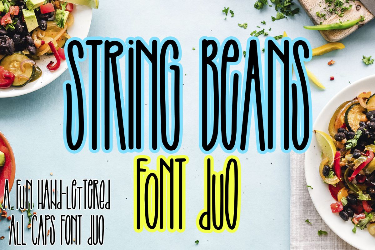 String Beans - A fun hand-lettered all caps font duo example image 1