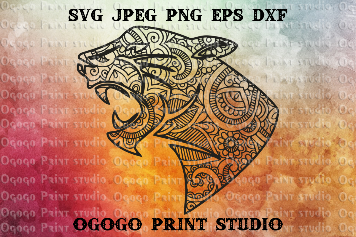 Black Panther Svg, Cat Svg, Zentangle SVG, Animal svg,Jaguar example image 1