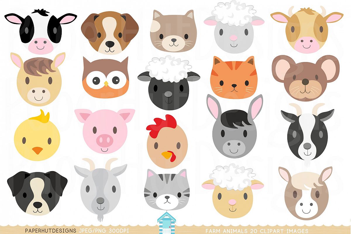 Farm Animal Faces Clipart (137023) | Characters | Design ...