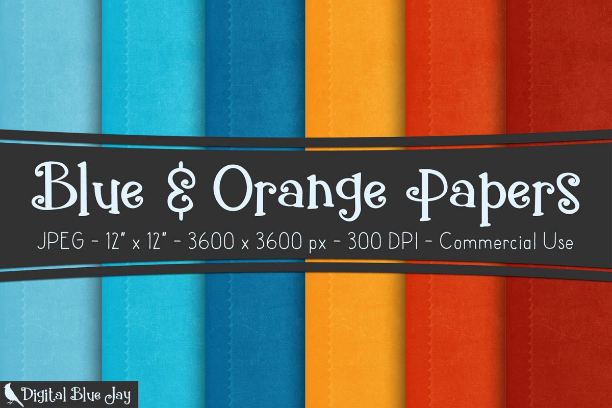 Digital Paper Textured Backgrounds - Blue & Orange example image 1