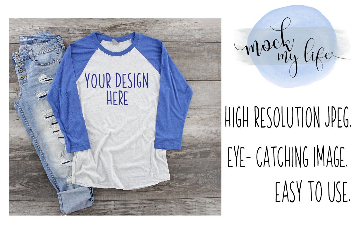 MockUp Next Level Raglan / Baseball Tee Mock up example image 1