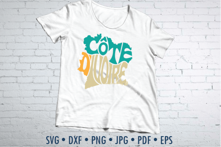 Cote d'Ivoire Word Art, Svg Dxf Eps Png Jpg, map shape example image 1