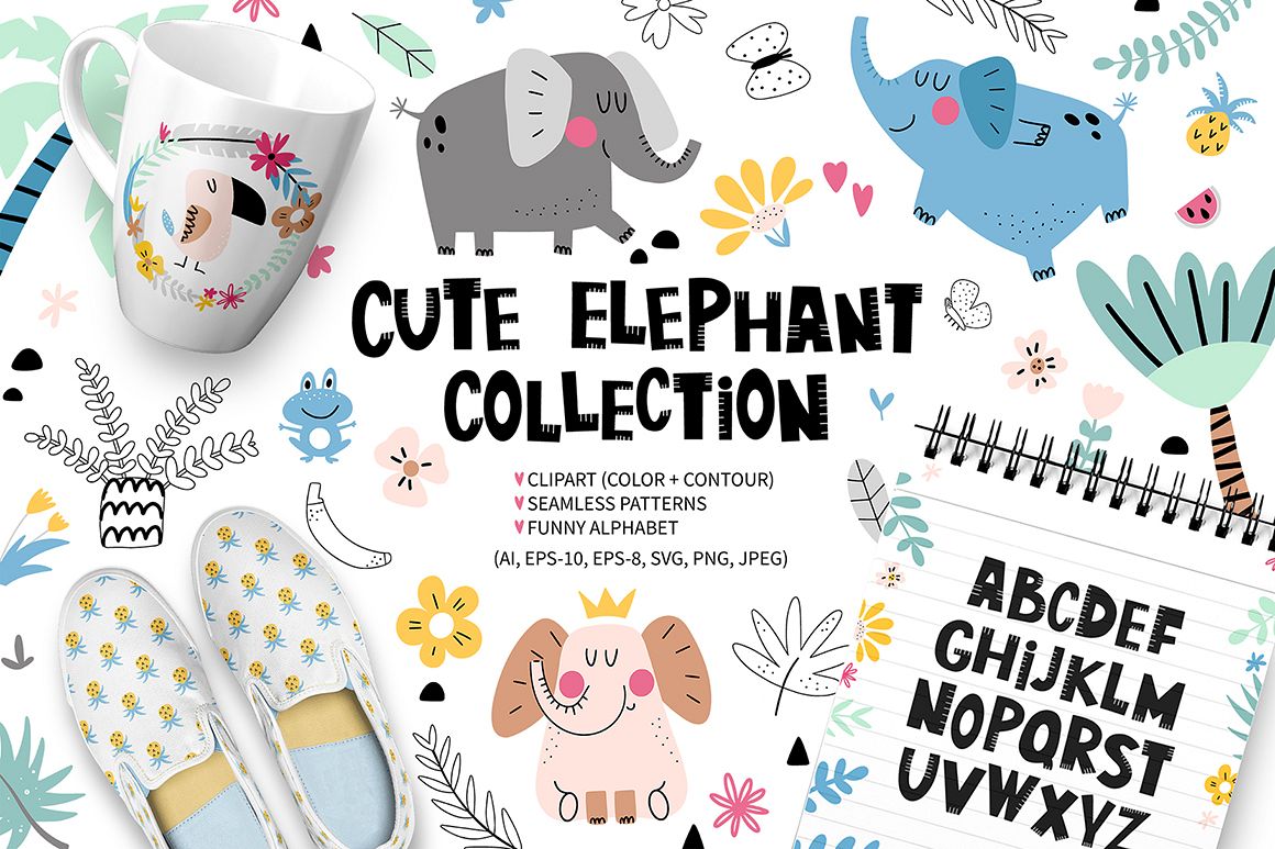 Cute elephant collection example image 1