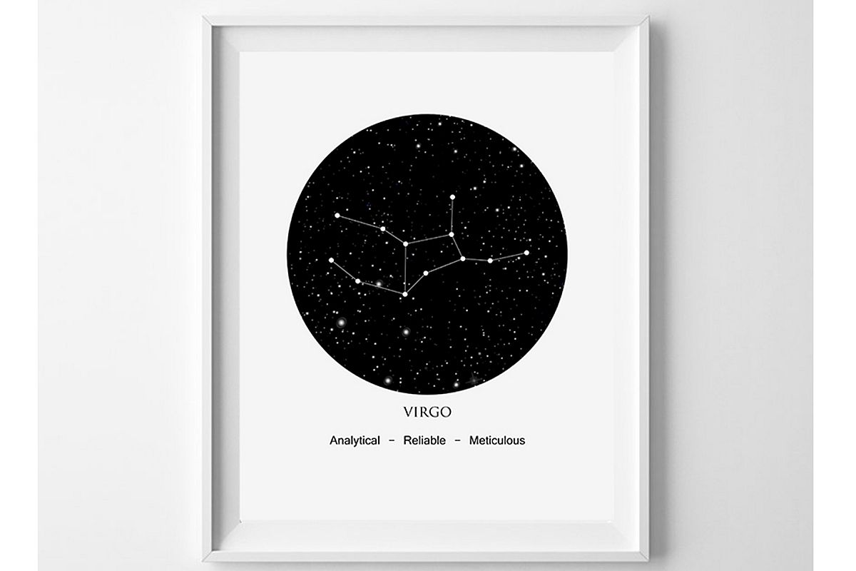 Virgo Zodiac, Constellation Print Download, Astrology Virgo example image 1