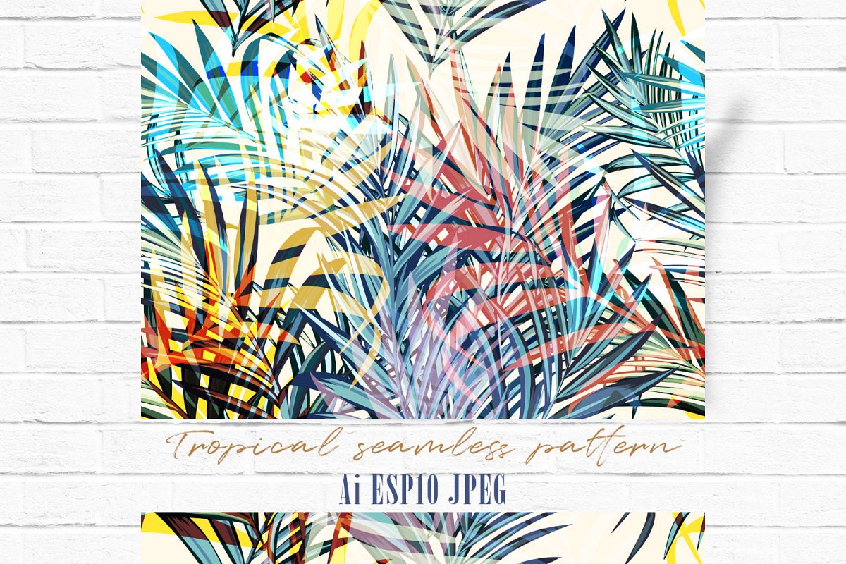 Palm leaves vector seamless pattern example image 1