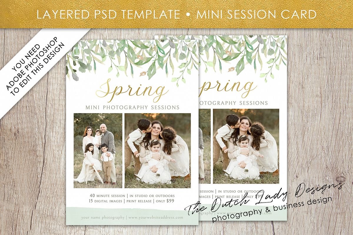 PSD Spring Photo Session Card Template - Design #36 example image 1