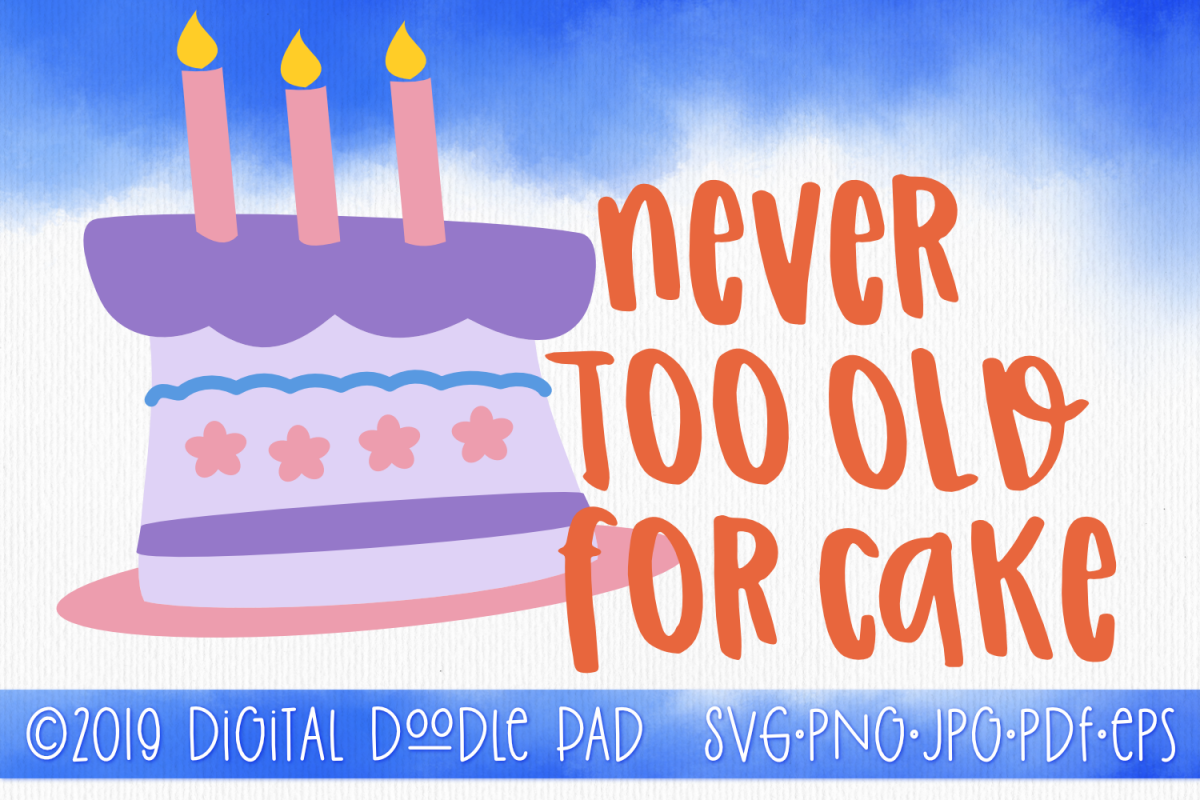 Happy Birthday SVG - Never Too Old For Cake example image 1