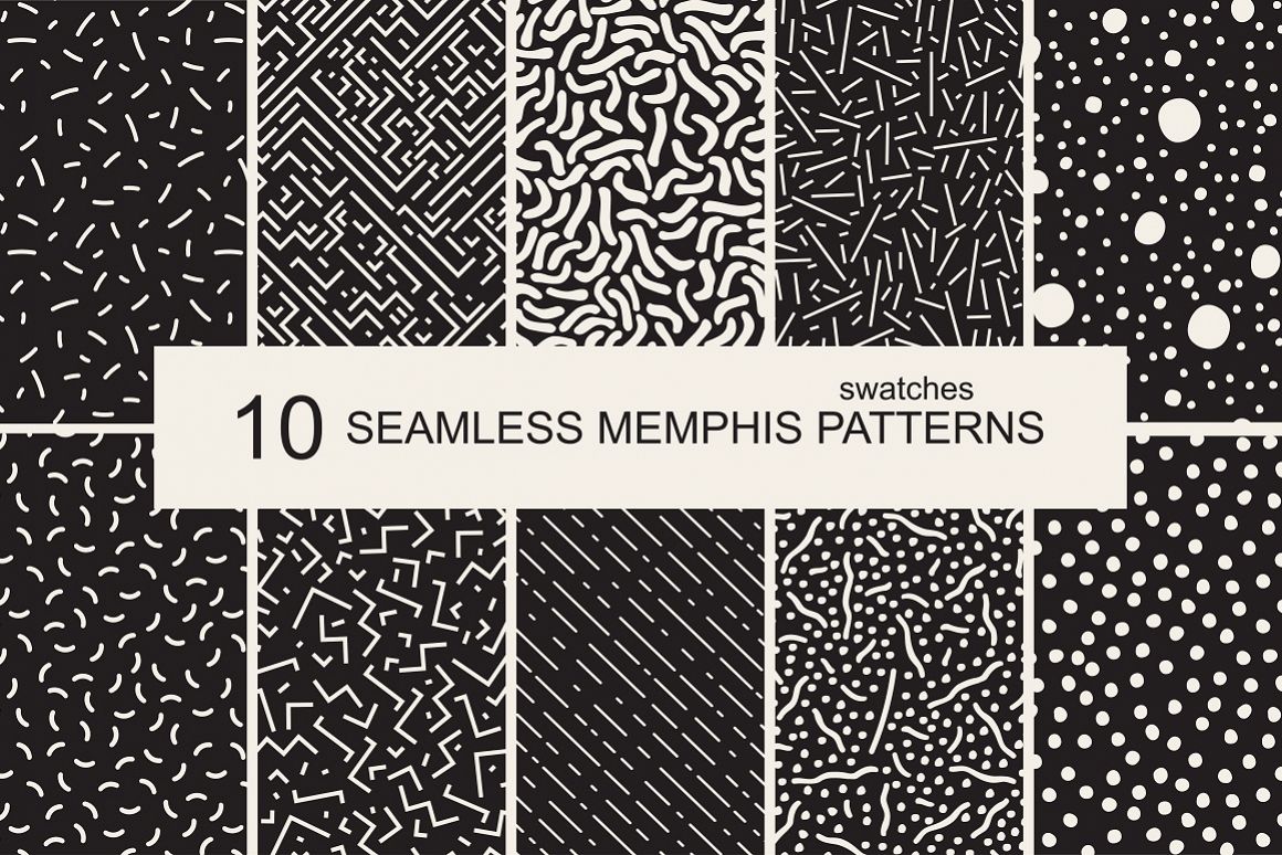 Memphis seamless patterns. Swatches example image 1