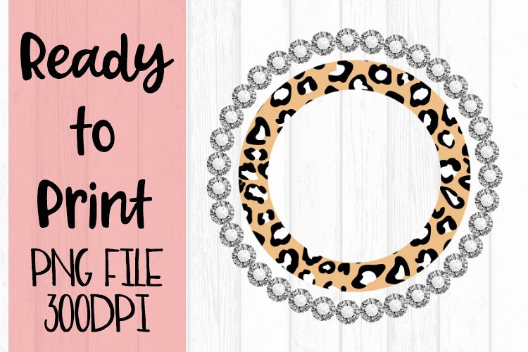 Diamond Bling Leopard Monogram Frame Ready to Print example image 1