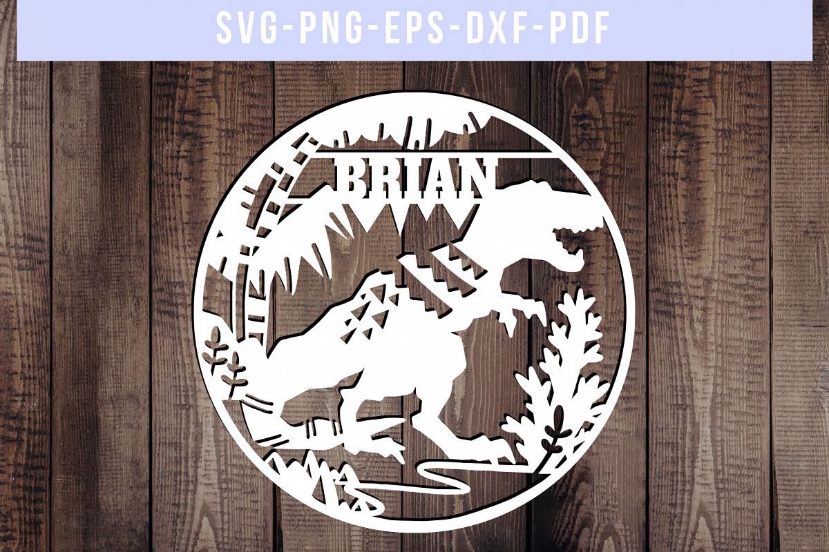Customizable Dinosaur Papercut Template, T-Rex SVG, DXF, PDF example image 1