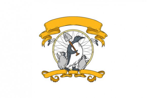Penguin Shovel Chick Dreamcatcher Drawing example image 1