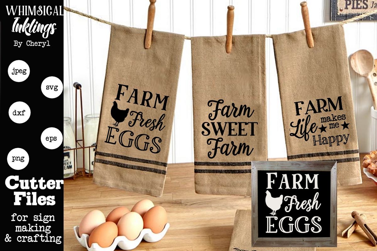 Farm Life Makes Me Happy SVG Set Of 3 example image 1