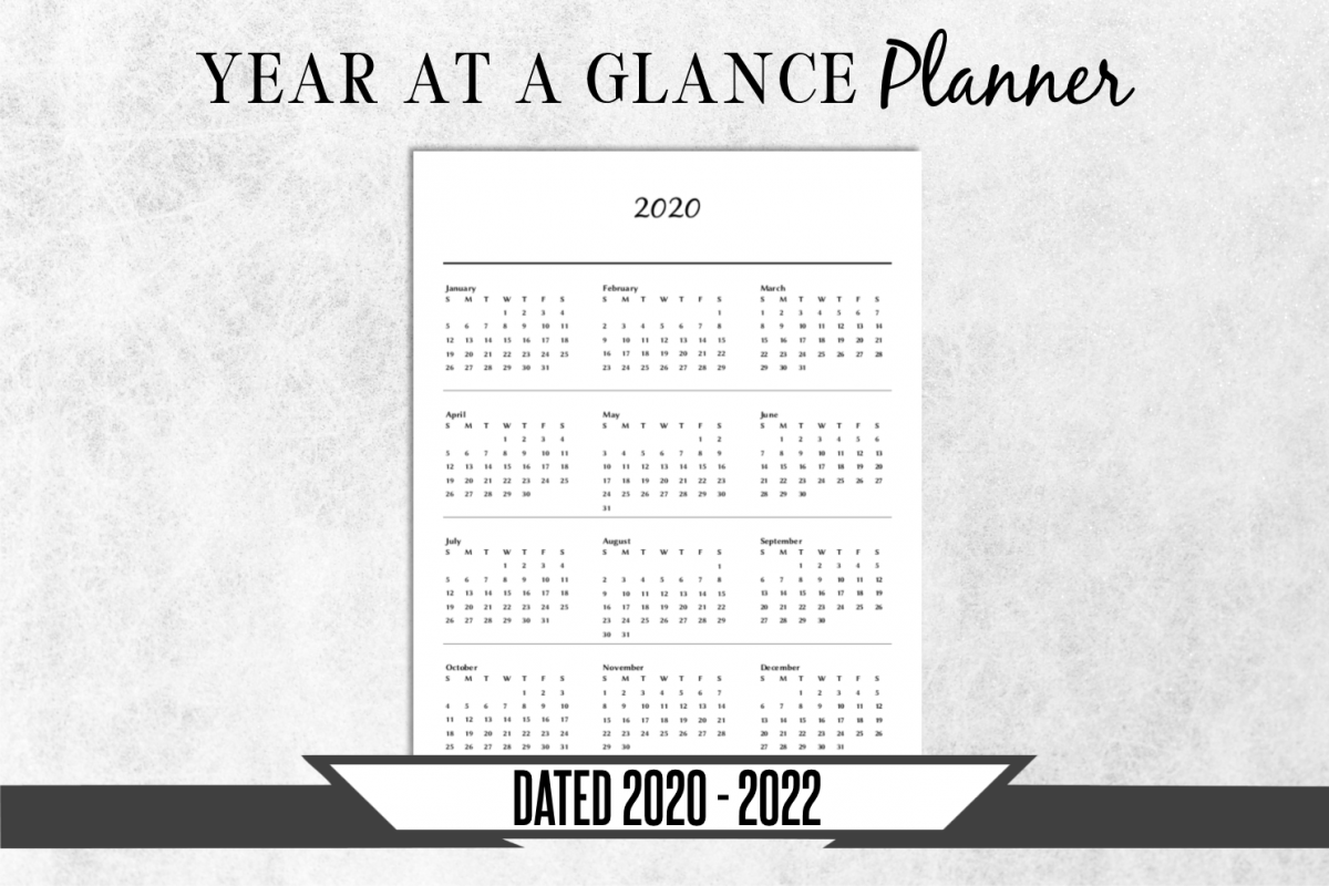 yearly calendar printable planner page