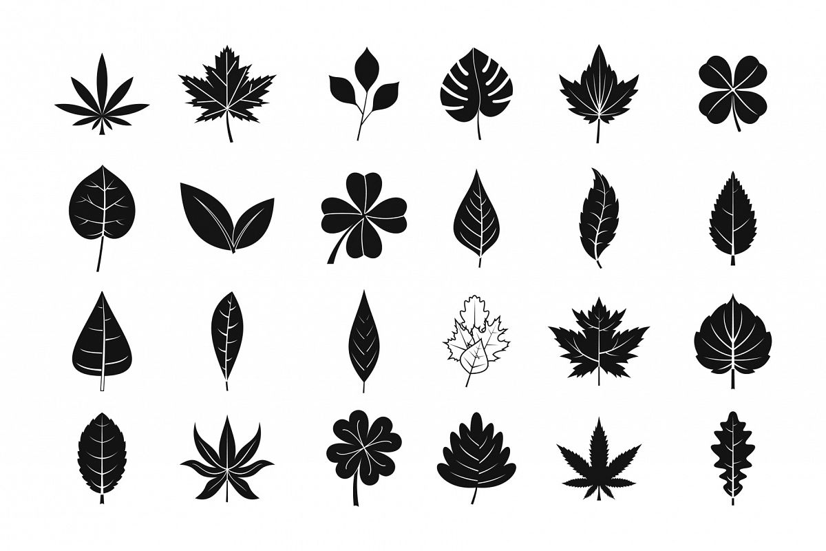 Leaf icon set, simple style example image 1