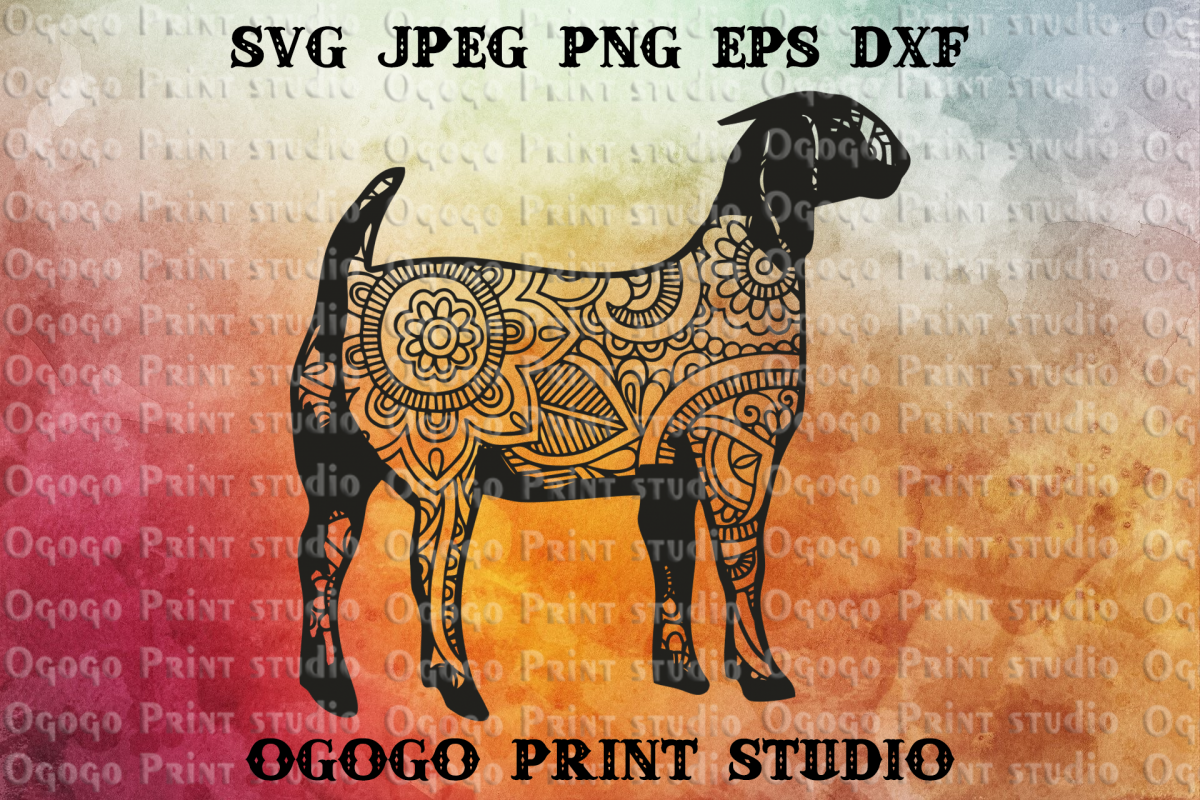 Boer Goat SVG, Zentangle SVG, Animal svg, Mandala svg example image 1