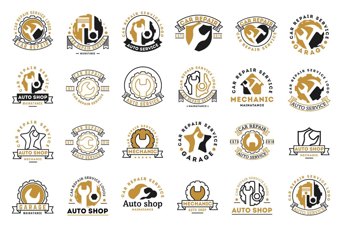 Automobile, car repairing service logos example image 1