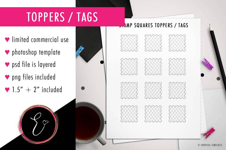 Design Your Own Stamp Square Party Toppers / Tags example image 1