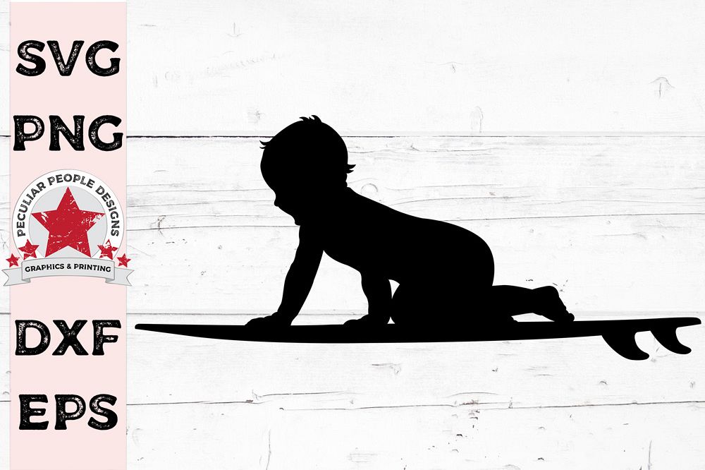 Baby On Surfboard Silhouette Clipart Svg Car Decal 359359