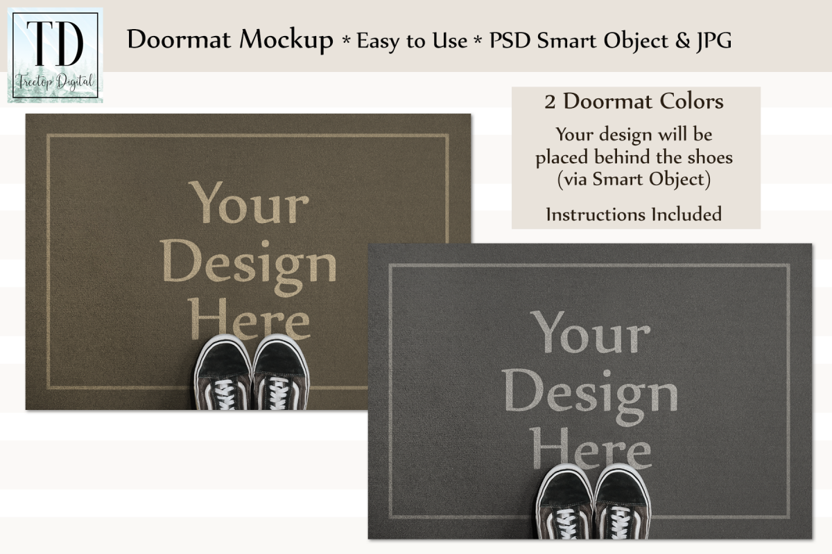 Doormat Mockup, Welcome Mat Mock Up, PSD, Smart Object & JPG example image 1
