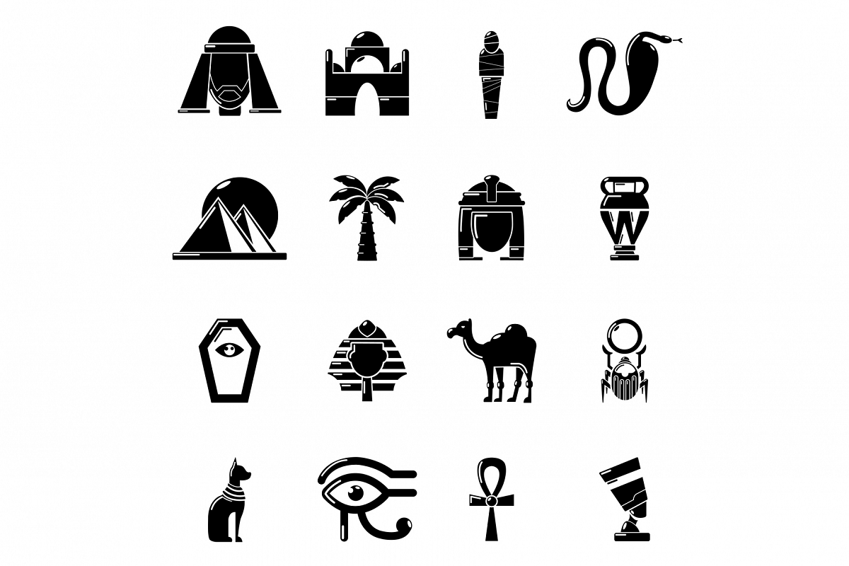 Egypt travel icons set, simple style example image 1