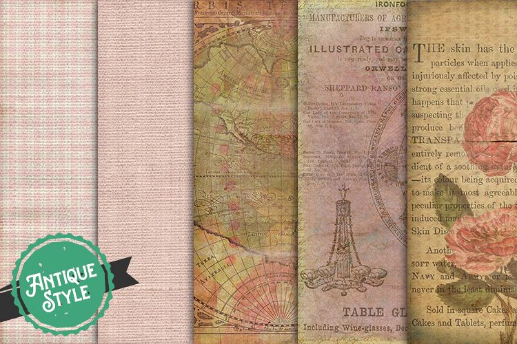 Pink Tone Digital Paper Bundle Vintage Style Background example image 1