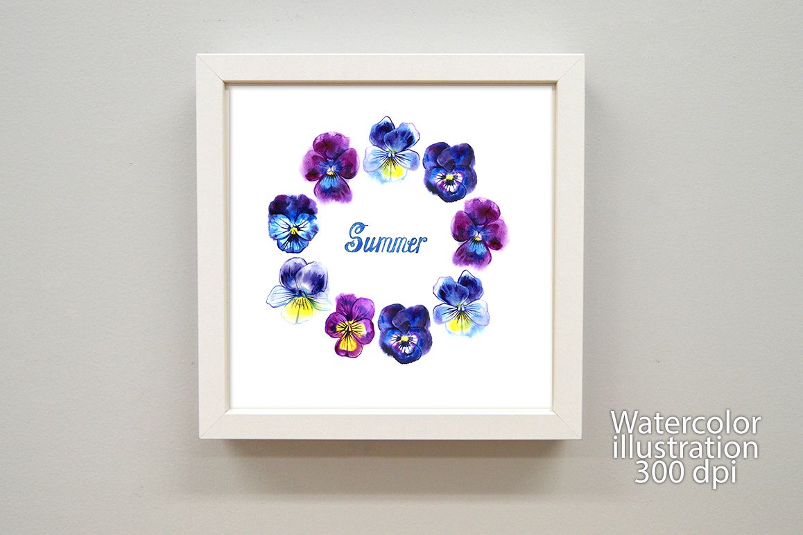 Watercolor pansy greeting card example image 1