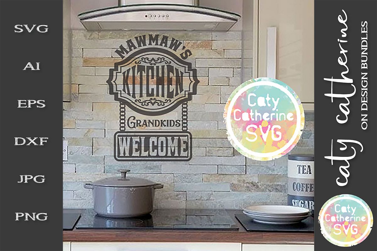 MawMaw's Kitchen Grandkids Welcome SVG Cut File example image 1