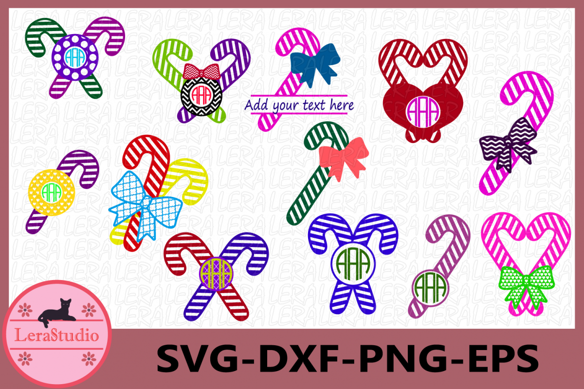 Christmas Candy Canes Monogram Svg, Christmas Candy Canes example image 1