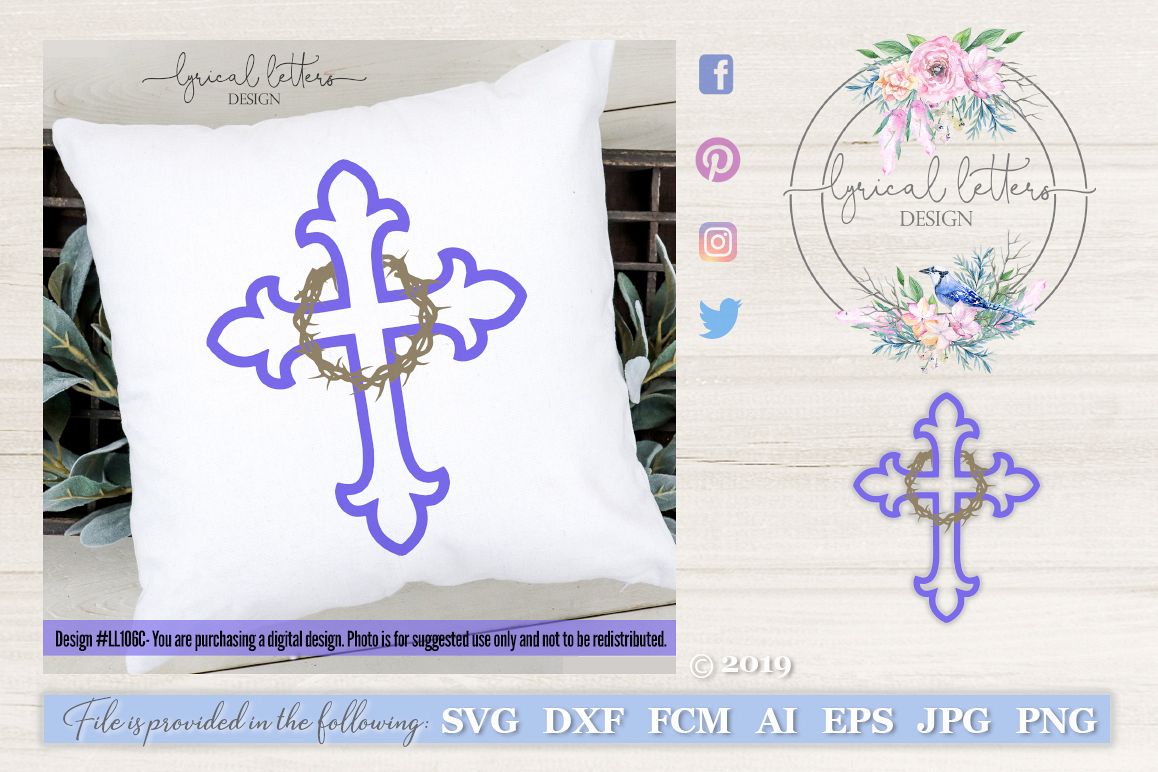 Download Cross With Crown of Thorns SVG DXF FCM LL106