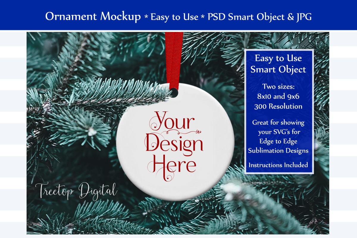 Christmas Ornament Mockup, PSD Smart Object & JPG example image 1