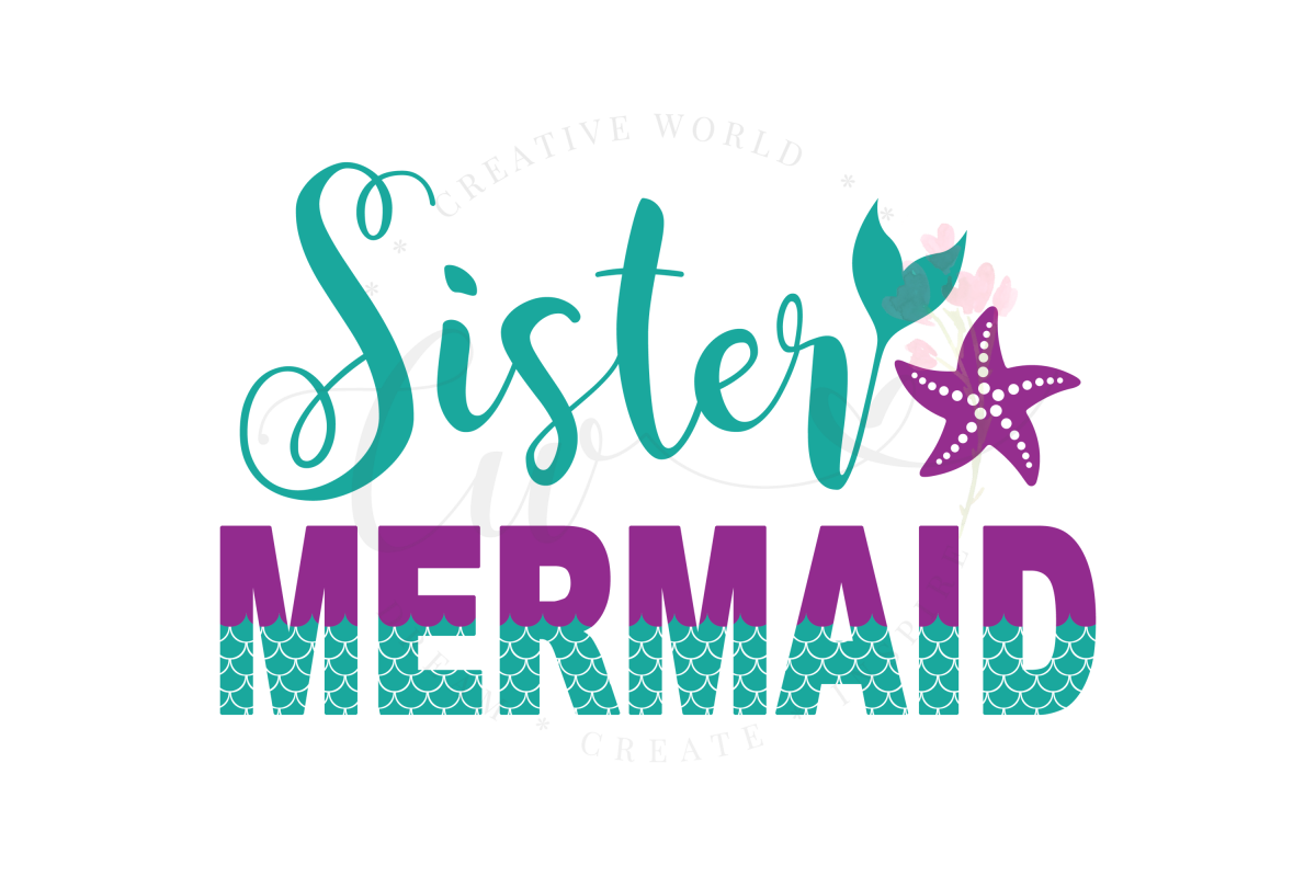 Sister Mermaid SVG | Mermaid Birthday Girl svg example image 1