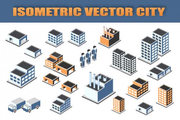 Set Isometric vector city example image 1