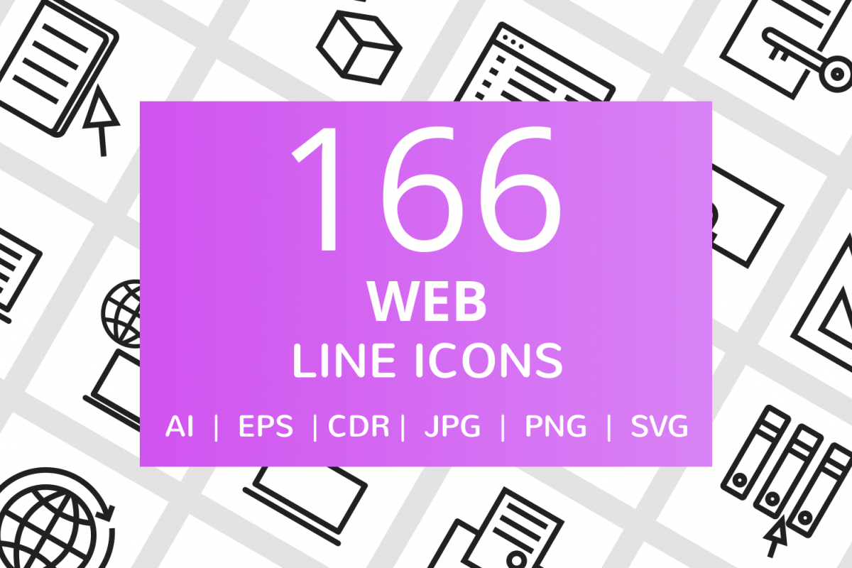 166 Web Line Icons example image 1