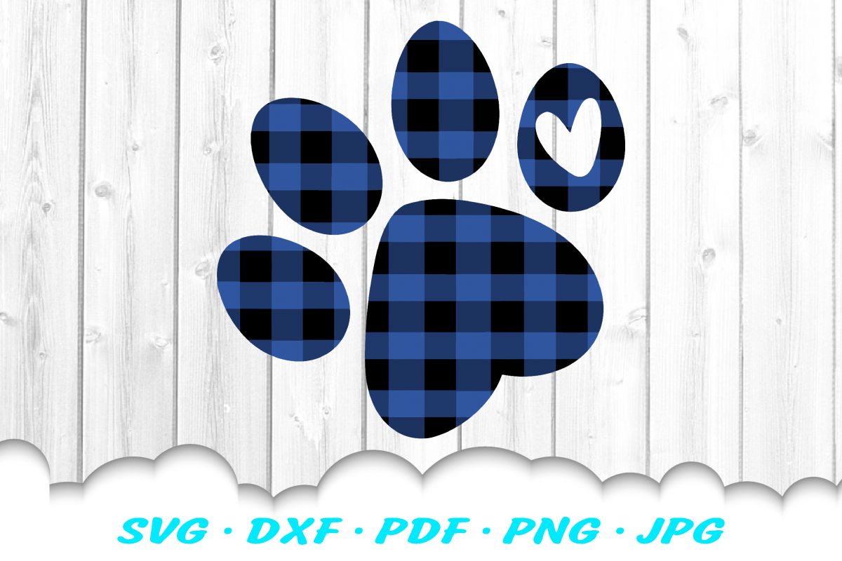 Christmas Buffalo Plaid Dog Paw SVG DXF Cut Files example image 1