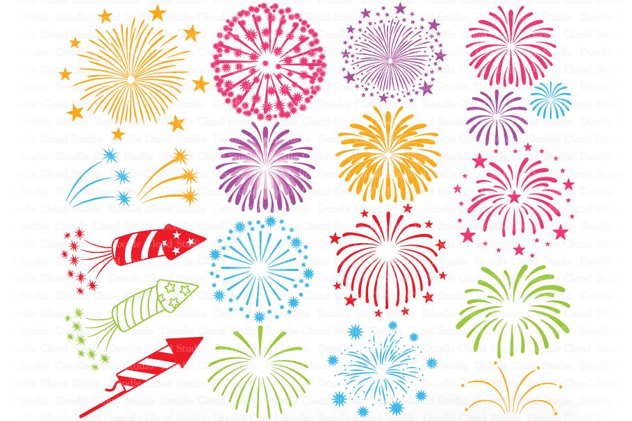 Download Fireworks SVG Cut Files, Fireworks Clipart, 4th of July Sng.