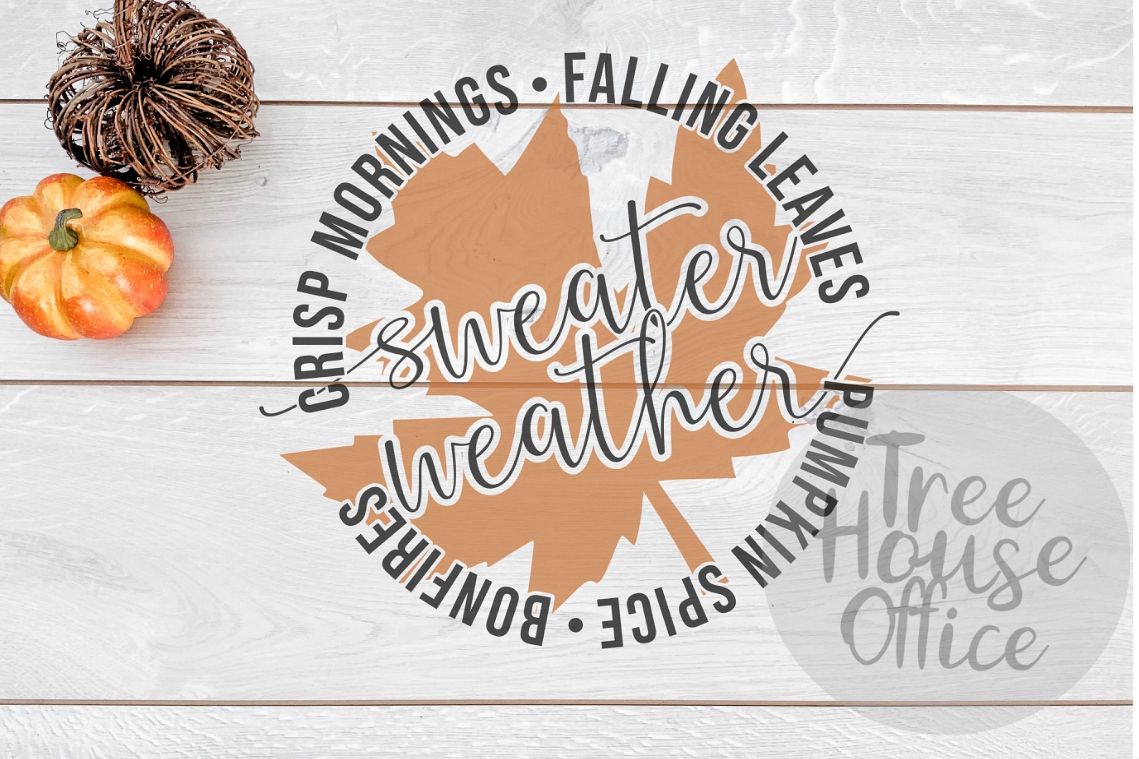 Sweater Weather Fall Leaves Autumn Leaf Pumpkin SVG PNG JPEG example image 1