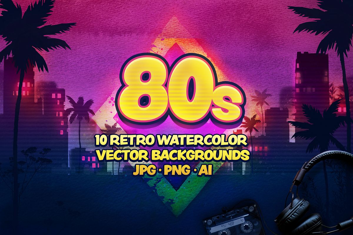 80s Retro Watercolor backgrounds. example image 1