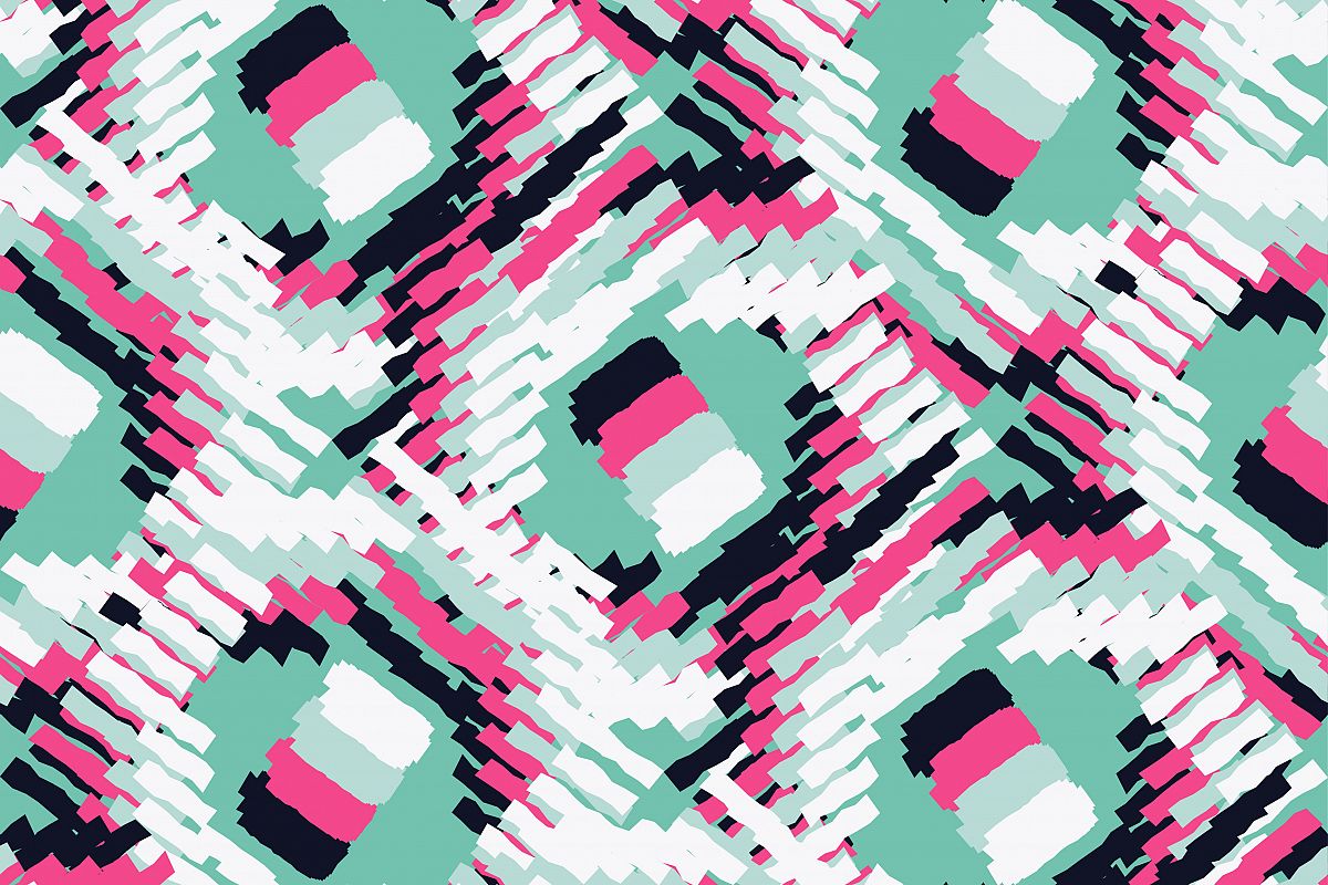 Seamless vector background with abstract geometric pattern. Abstract digital glitch graphic. Vector illustration. example image 1