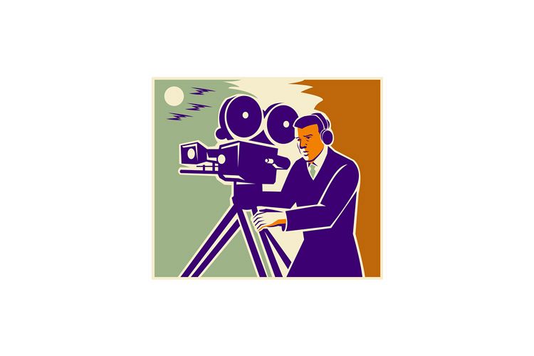 Cameraman Film Crew Vintage Video Movie Camera example image 1
