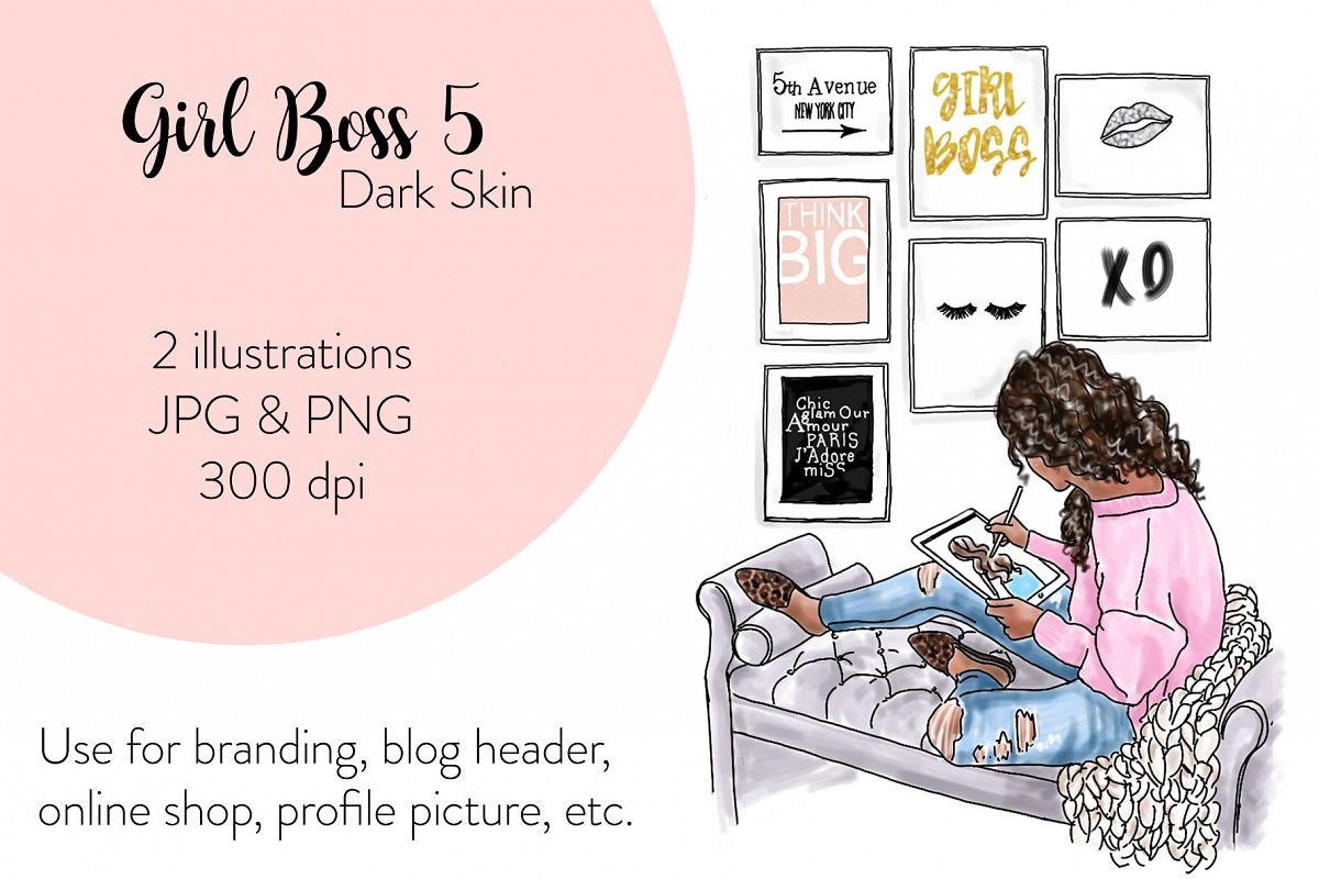 Fashion illustration - Girl Boss 5 - Dark Skin example image 1