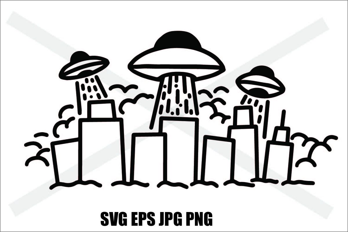 UFO Invasion - SVG EPS JPG PNG example image 1