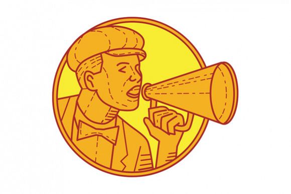 Movie Director Megaphone Vintage Circle Mono Line example image 1