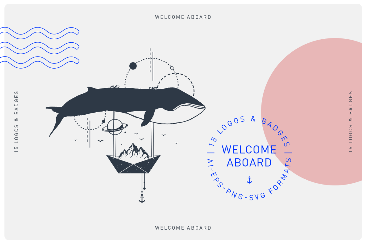 Welcome Aboard. 15 Logos & Badges in AI, EPS, PNG and SVG example image 1