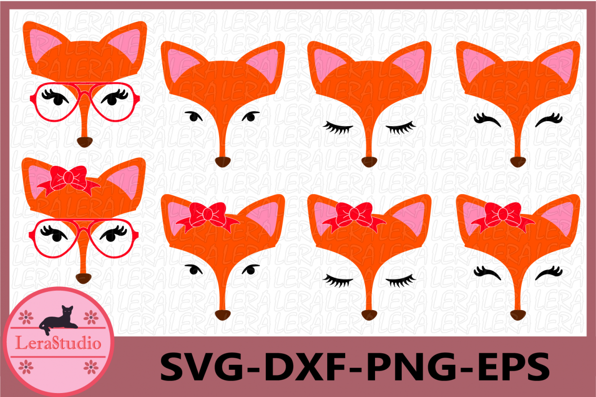 Fox SVG, Animal face svg, Woodland animal, Fox Eyelashes example image 1