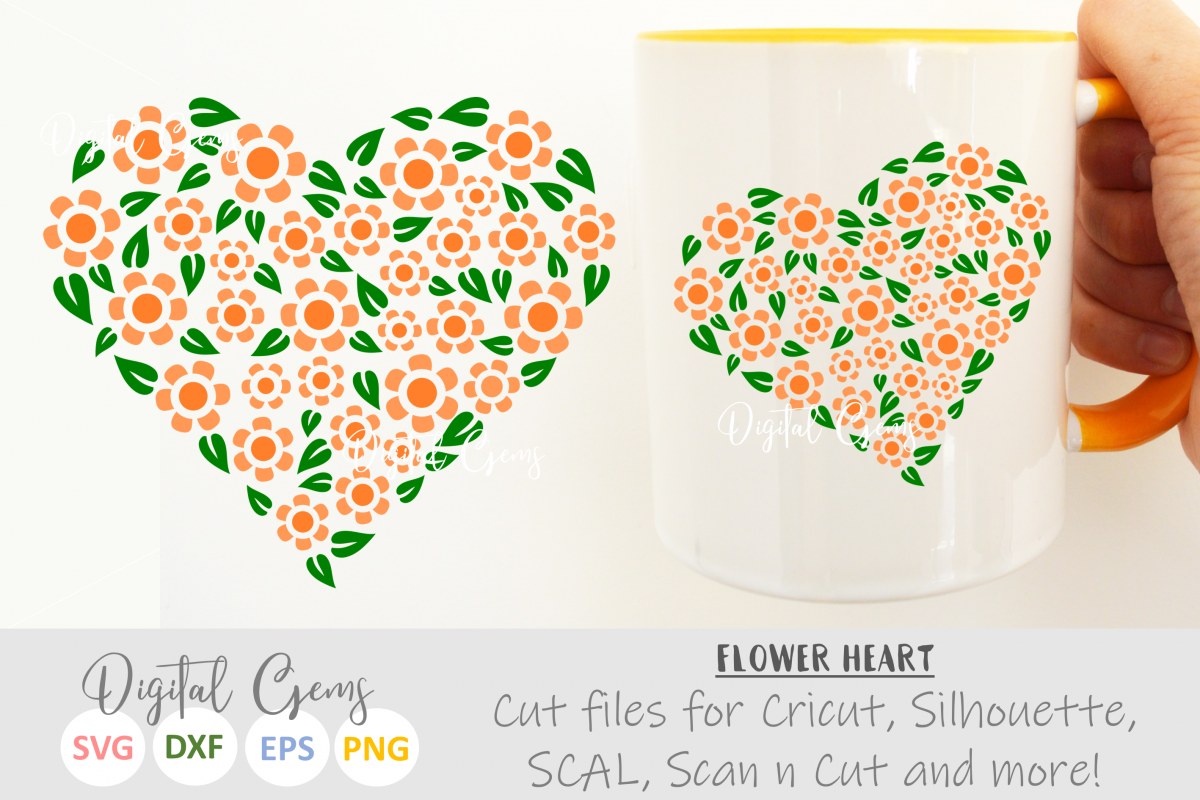 Download Flower heart SVG / DXF / EPS / PNG files