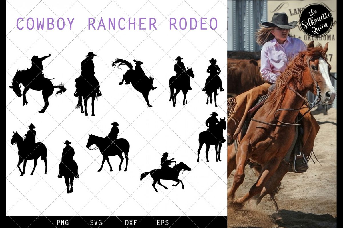 Cowboy Rancher Rodeo svg file, western svg cut file, silhoue example image 1