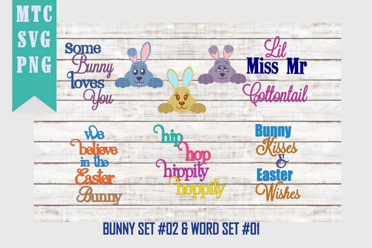 Peeping Easter Bunny Set #2 with Sayings Set #1 SVG Cut File example image 1