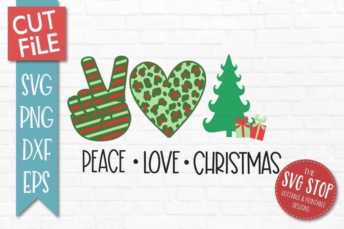 Peace Love Christmas SVG, PNG, DXF, EPS example image 1
