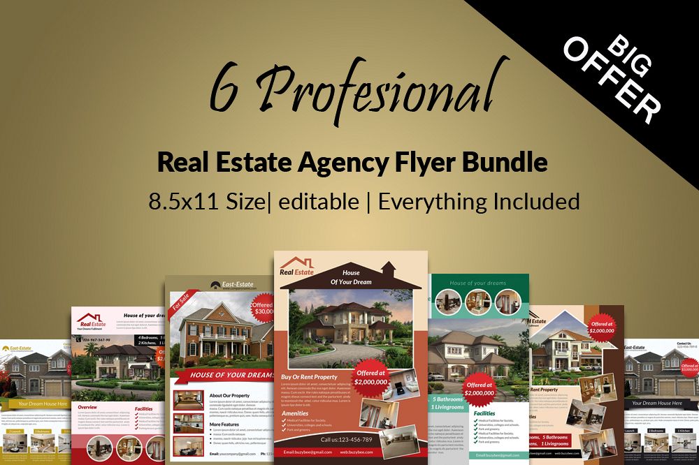 6 Real Estate Business Flyers Bundle example image 1
