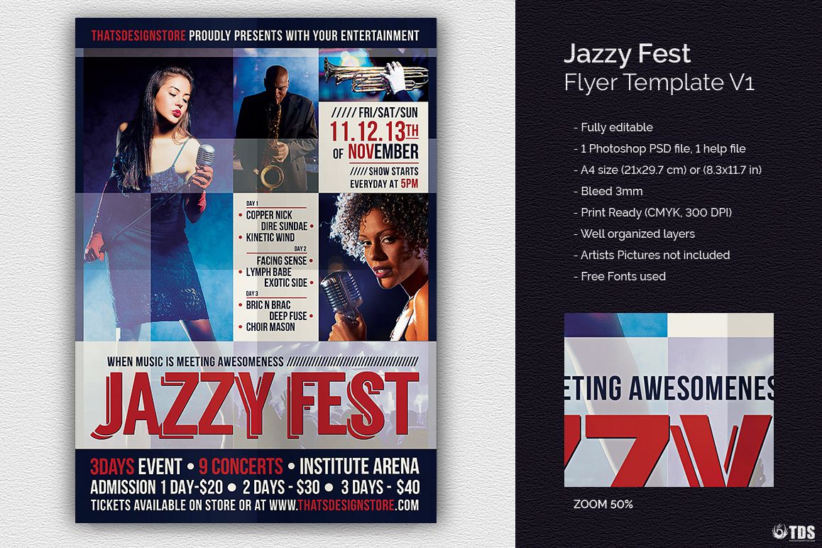 Jazzy Fest Flyer Template V1 example image 1